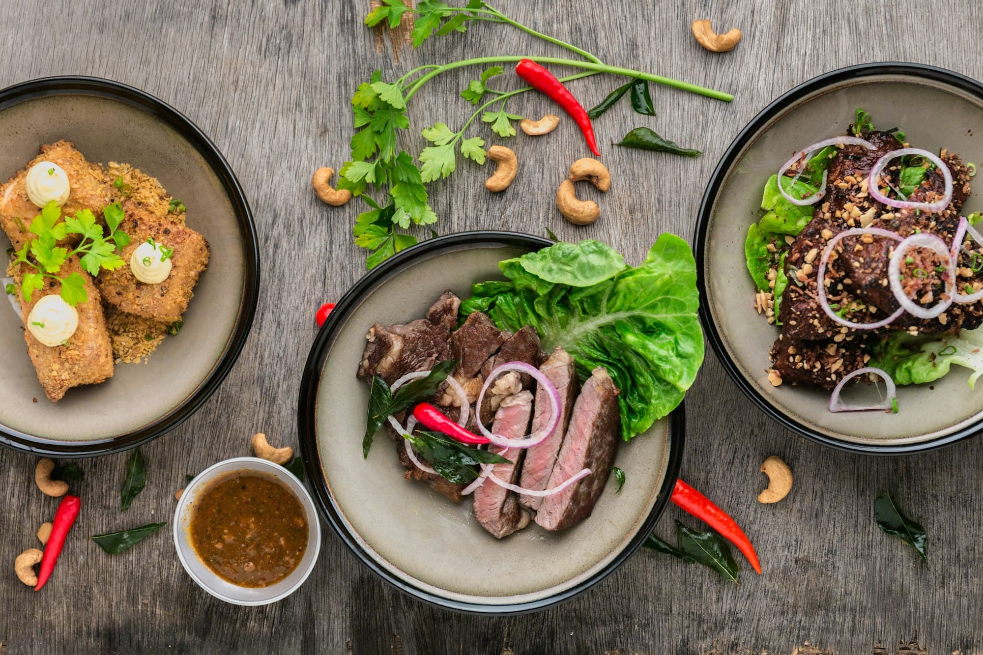 Plates of fresh food on a table, ready to be logged