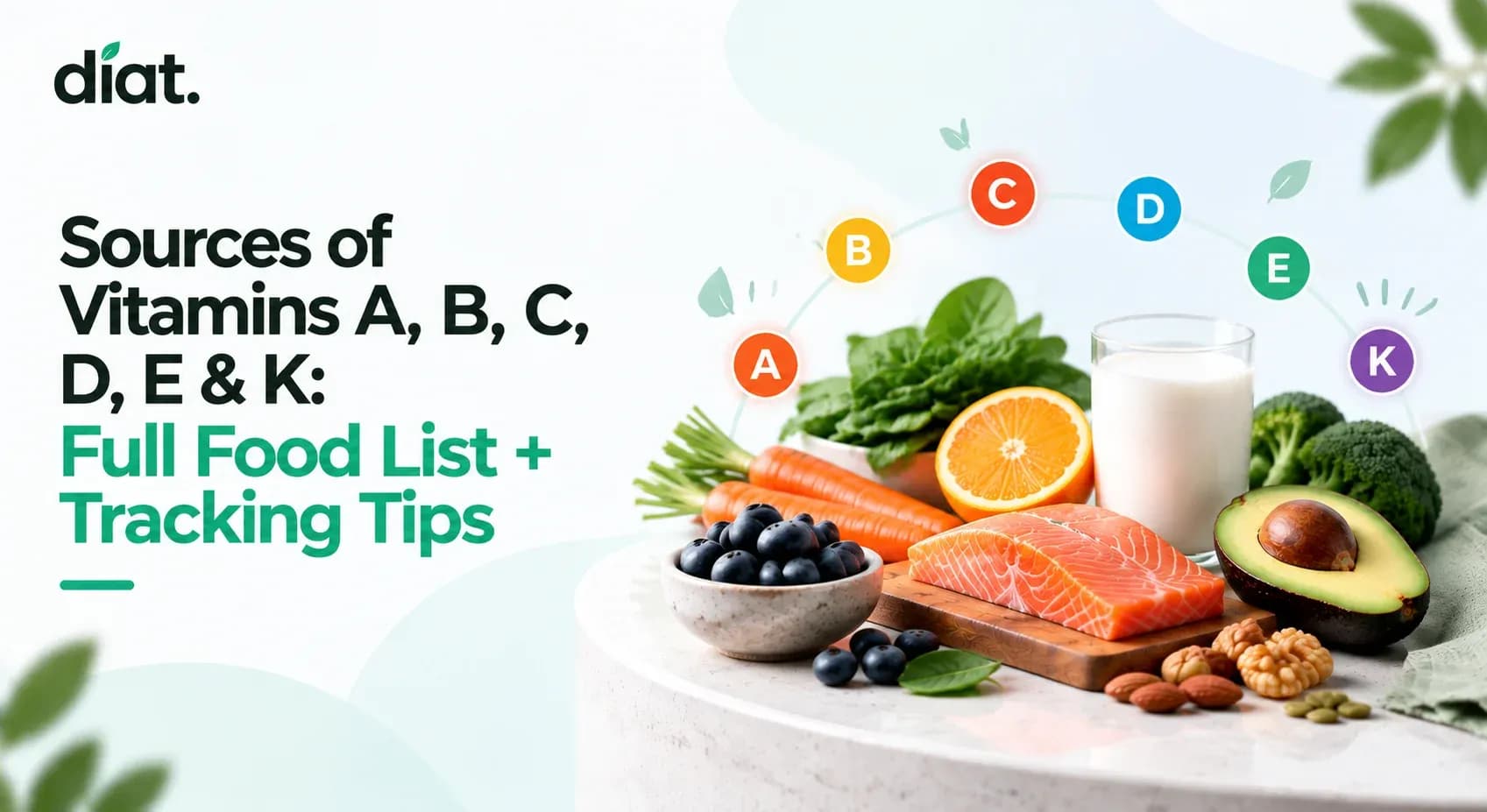 Sources of Vitamins A, B, C, D, E & K: Full Food List + Tracking Tips