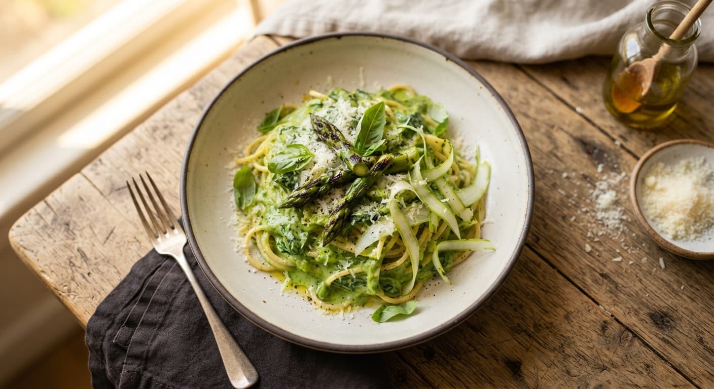 Triple Asparagus Spaghetti