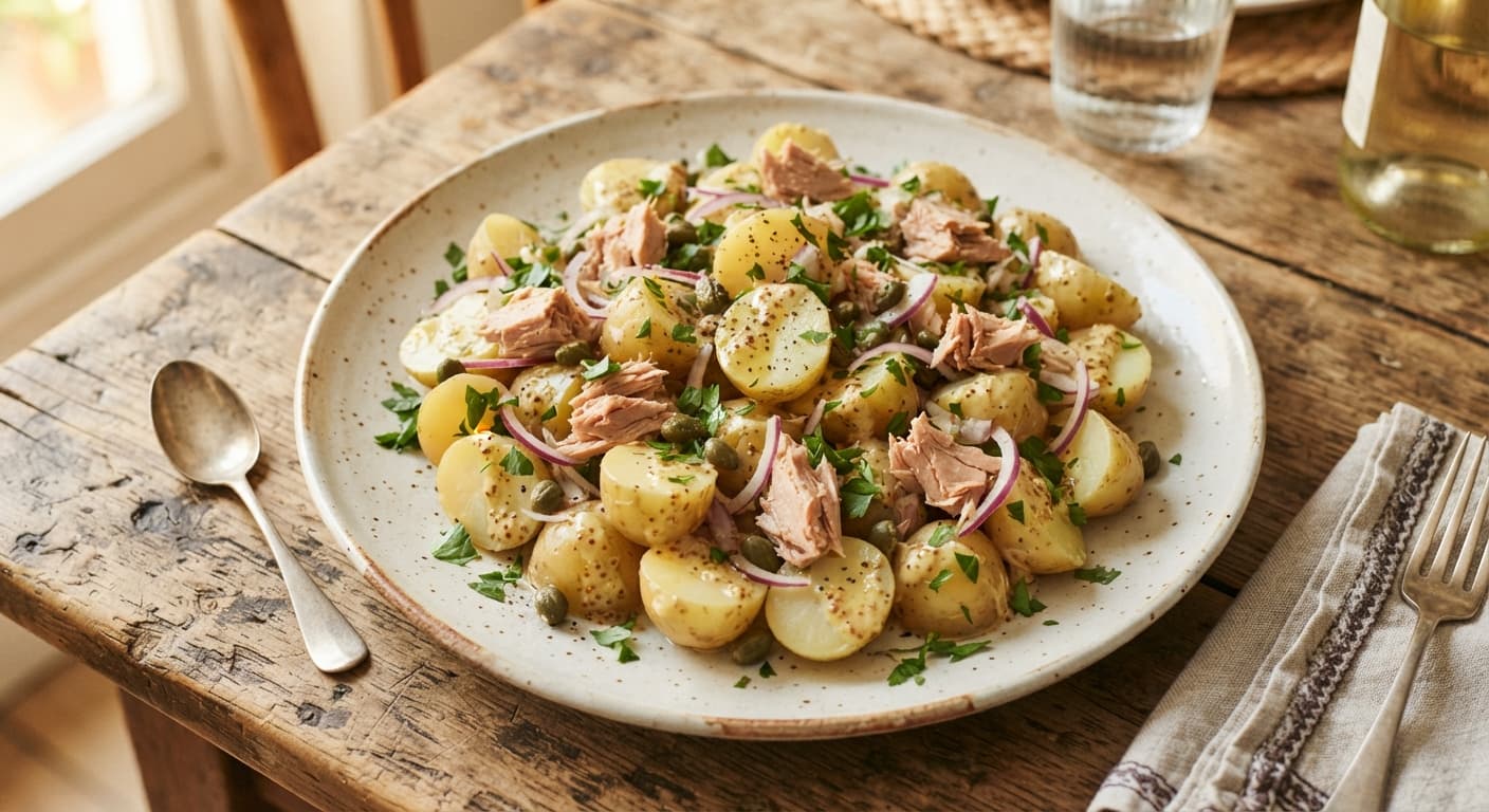 Warm Tuna and New Potato Salad with Caper Dressing
