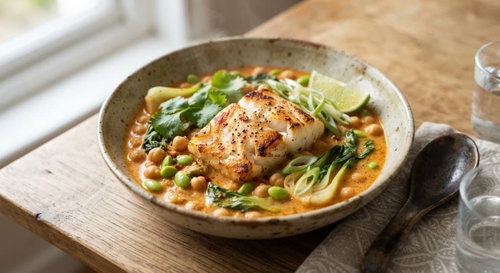 Thai Red Curry Cod with Coconut Chickpeas