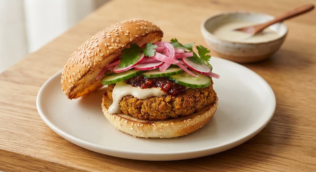 Falafel Burger with Tahini Mayo