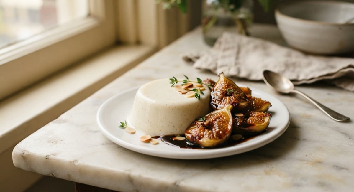 Vanilla Panna Cotta with Grilled Balsamic Figs