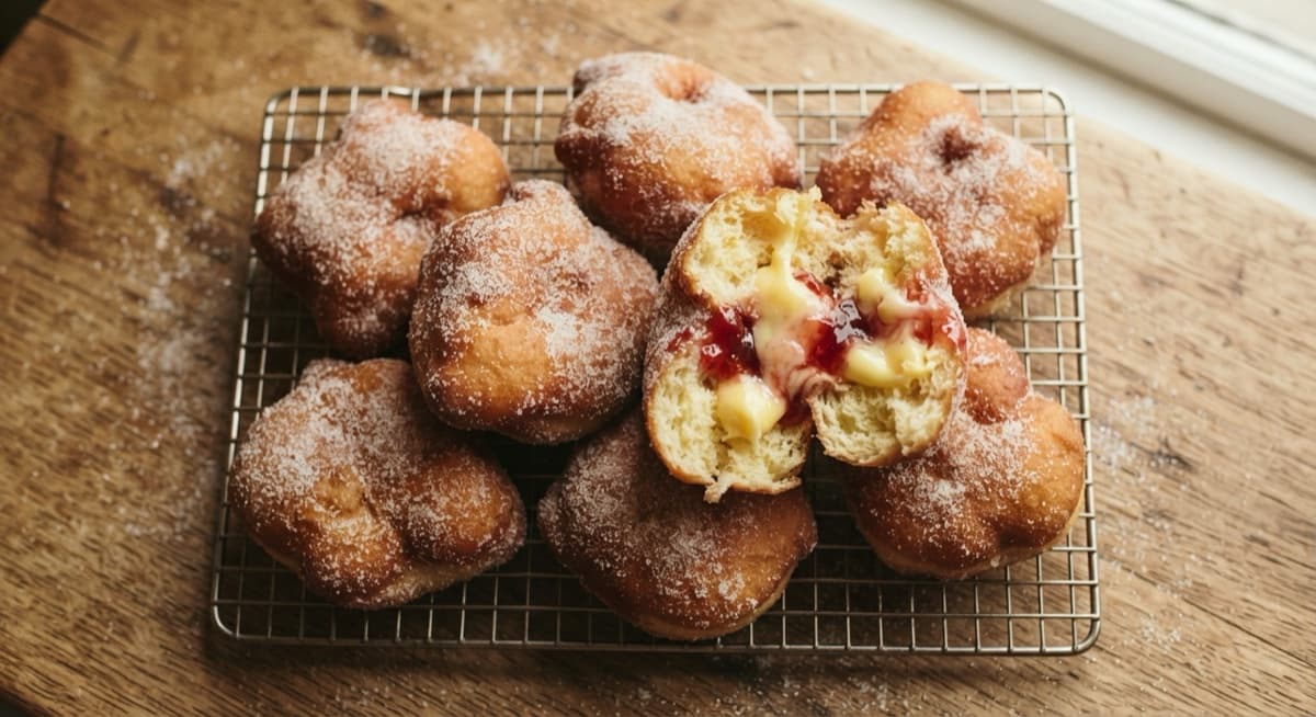 Custard and Jam Filled Doughnuts