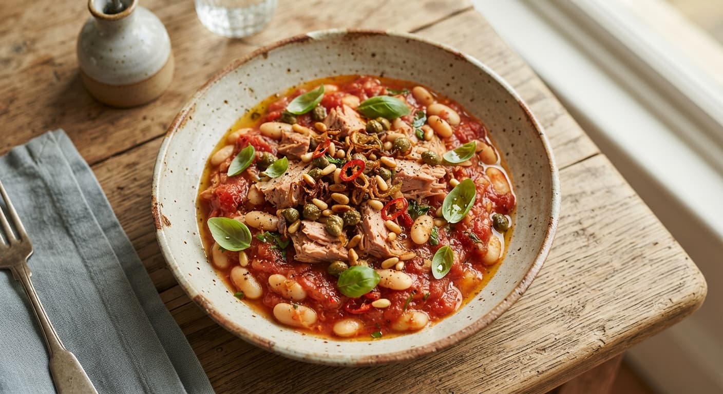 Tuna and Cannellini Beans with Crispy Chilli Capers