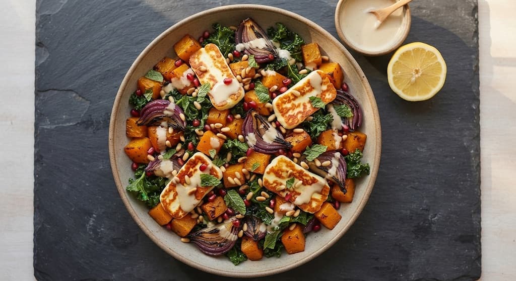 Halloumi, Butternut Squash & Tahini Salad