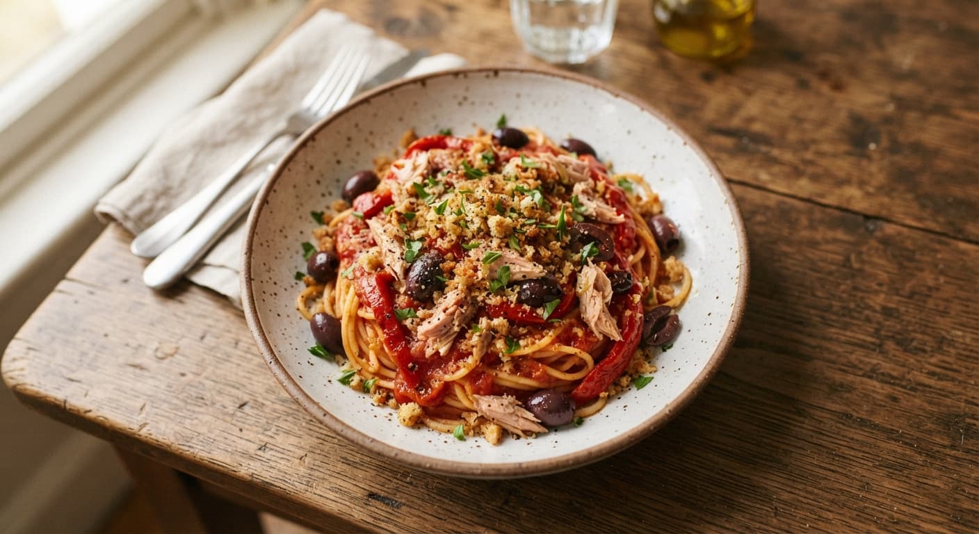 Store-Cupboard Tuna and Olive Spaghetti