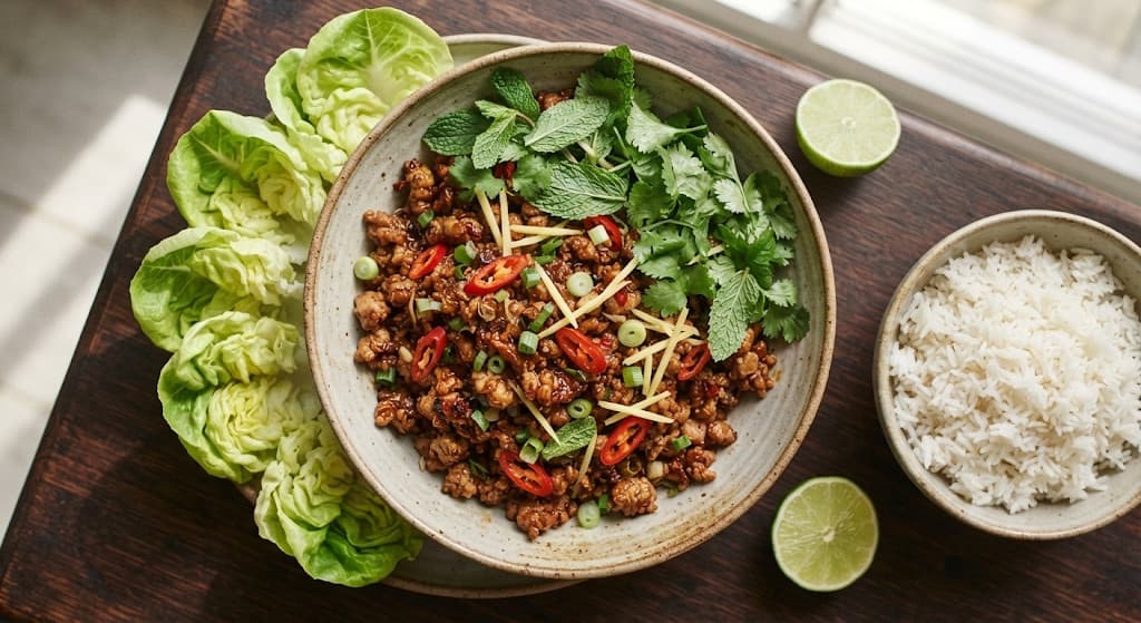 Pork Larb with Lettuce Cups