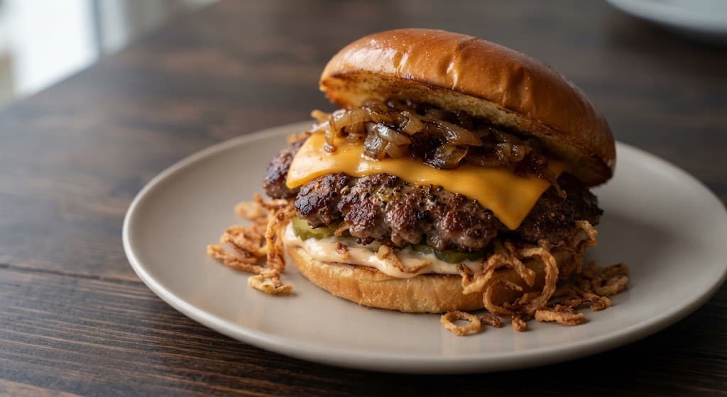 Cheeseburger with Crispy Shallots