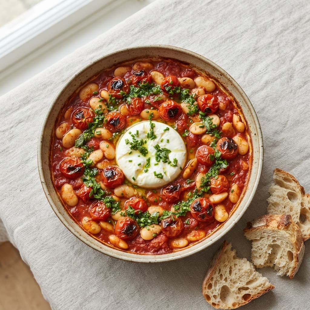 Tomato & Butter Bean Bake with Herby Salsa