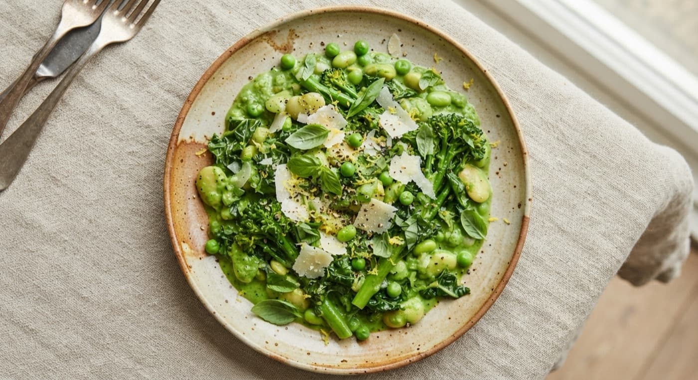 Butter Beans with Smashed Peas, Lemon & Parmesan