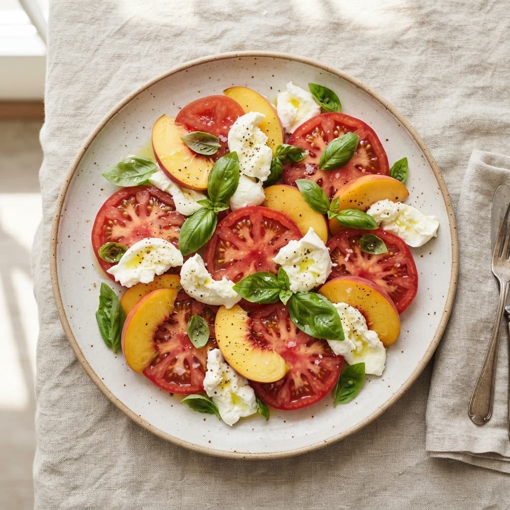 Tomato, Peach & Mozzarella Salad