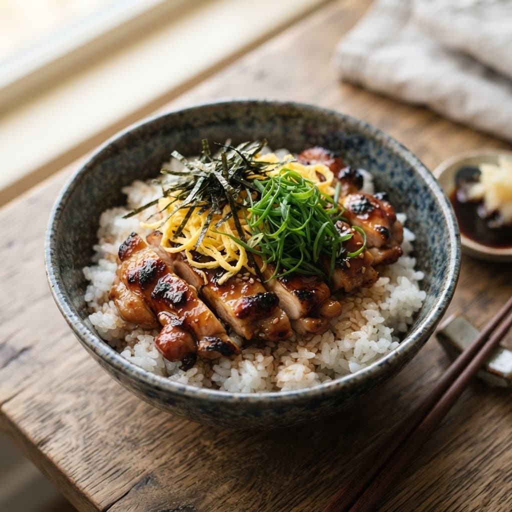 Teriyaki Glazed Chicken and Chive Rice Bowl