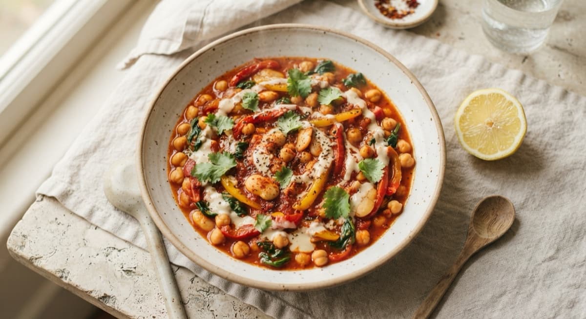 Smoky Harissa Chickpea and Butter Bean Stew