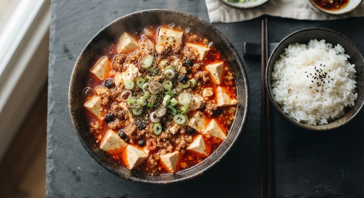 Sichuan Mapo Tofu with Plant-Based Mince