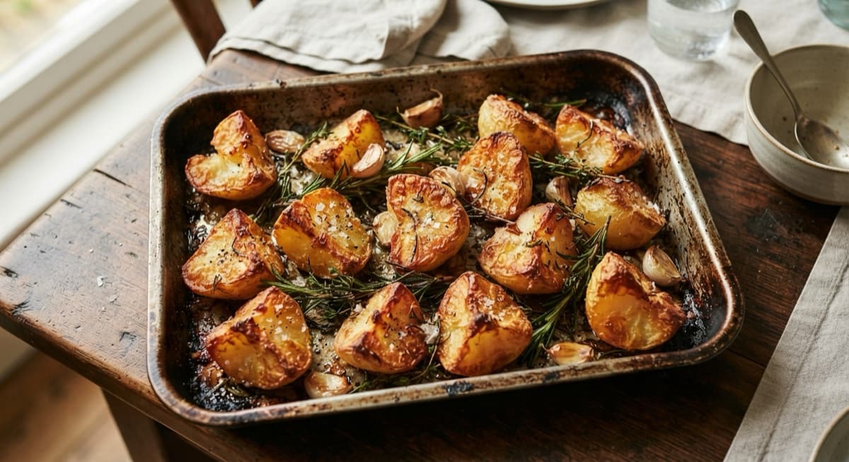 Goose Fat Roast Potatoes with Garlic and Herbs